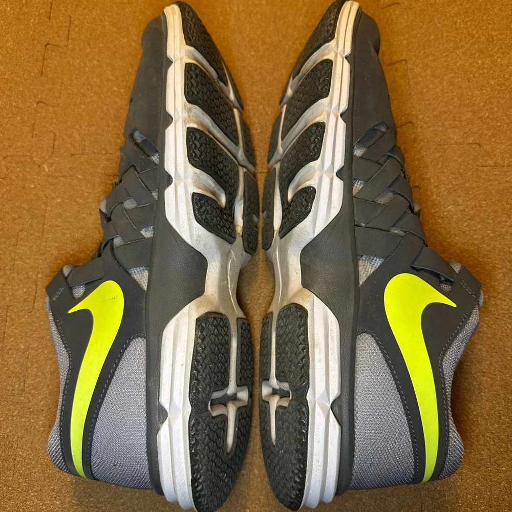 Nike Lunar Fingertrap TR Mens 11.5 Grey Volt Training Shoes 898066-002 Woven Low